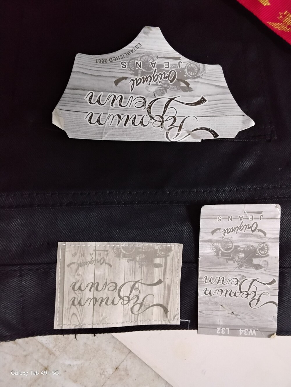 Brown Denim Jeans Patch Detail - BLack